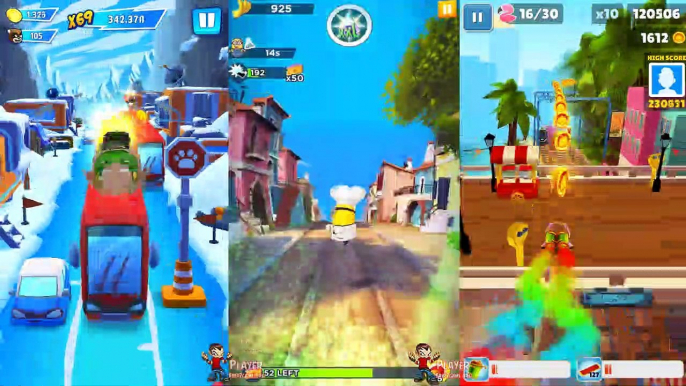 Talking Tom Hero Dash Vs Minion Rush Vs Subway Surfers Miami 2019 (Super Ben Vs Baker Vs Rabbot)