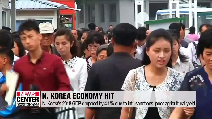 N. Korea's 2018 GDP drops 4.1% due to int'l sanctions, poor agricultural yields