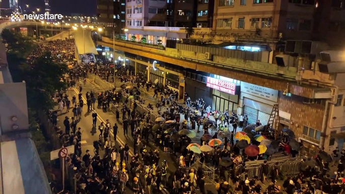 Hong Kong protesters deface China Liaison Office