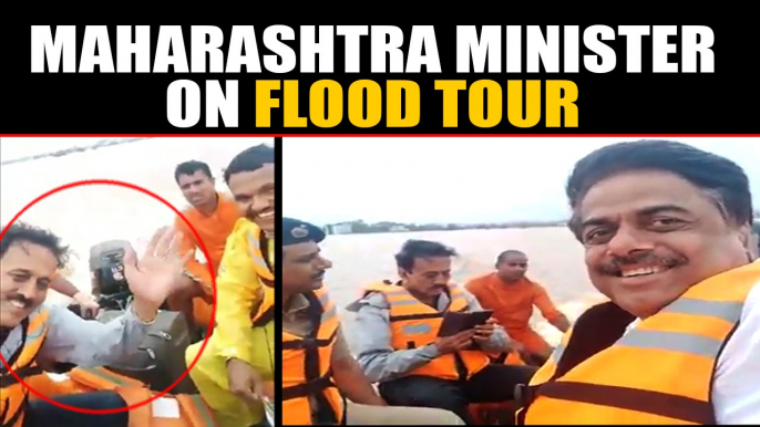 Maharashtra Minister Girish Mahajan takes selfies while inspecting flood affected areas, video viral