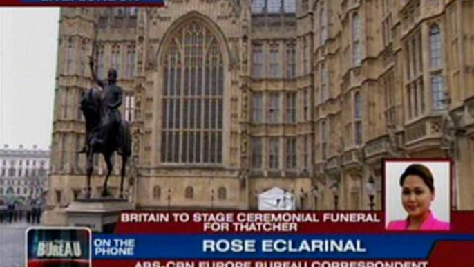 Britain to stage ceremonial funeral for Thatcher