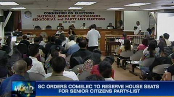 Comelec: Reserving house seat for Senior Citizens Party-list may dislodge another group