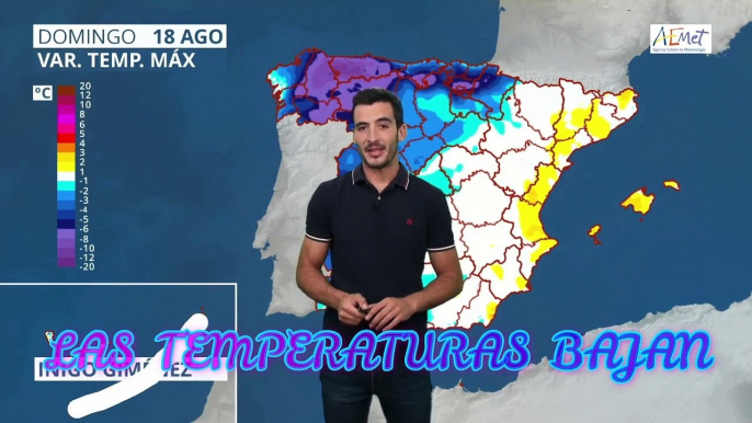 #TusNoticiasEltiempoHoy AEMET Las Temperaturas Bajan Sábado 17 de Agosto de 2019