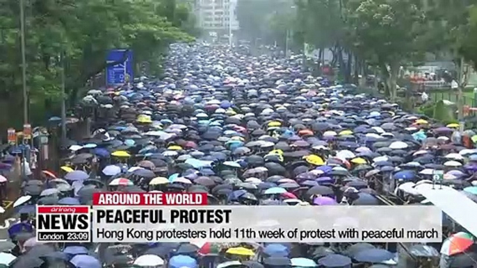 Hong Kong protesters hold 11th week of protest with peaceful march