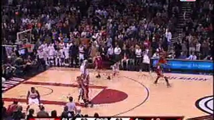 LeBron James penetrates the Portland defense and lays in the