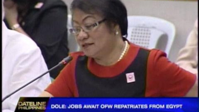 Jobs await OFW repatriates from Egypt