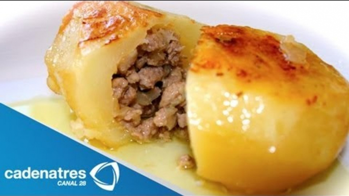 Receta de papas rellenas de carne de res. Receta de papas rellenas / Cocina mexicana