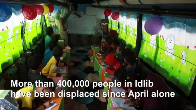 Bus brings school to Syrian children