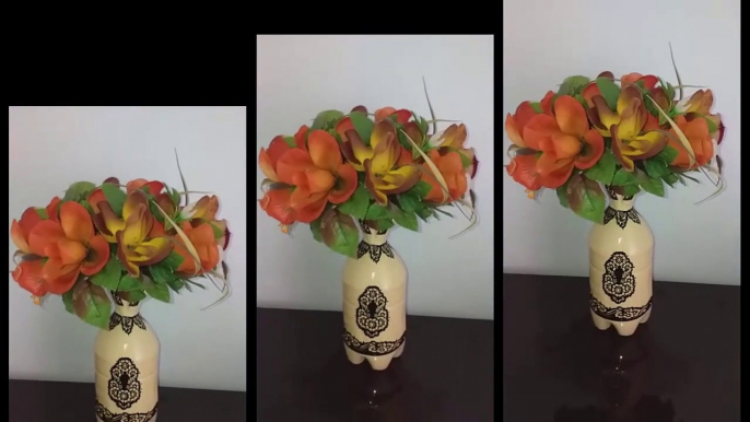 idées déco _ Vase avec une bouteille en plastique avec des outils simples