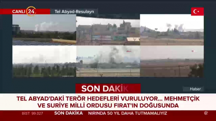 #SONDAKİKA Tel Abyad'da terör hedefleri vuruluyor