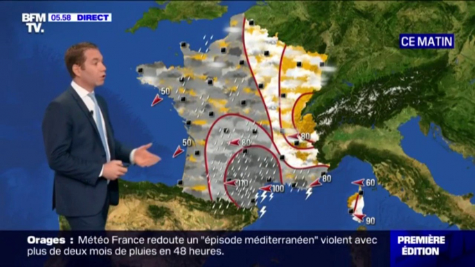 Toujours 6 départements en vigilance orange dans le sud ce matin et de la pluie sur tout l'Hexagone, excepté à l'est