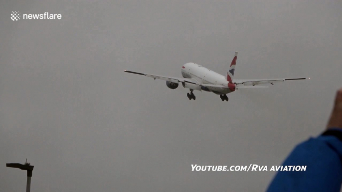 Storm Ciara forces pilots to abort landings at London's Heathrow airport