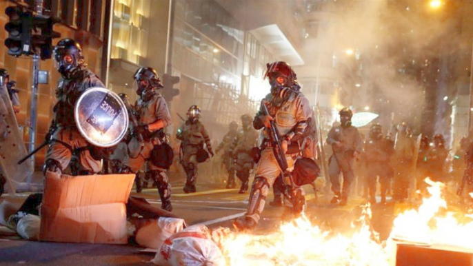 Hong Kong police fire tear gas to break up anti-government rally