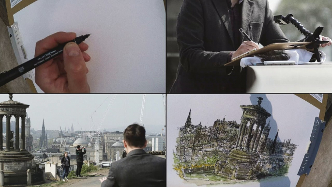 Calton Hill - Edinburgh through the eyes of the Edinburgh Sketcher: The view from Calton Hill