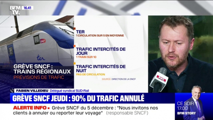 Fabien Villedieu (SUD-Rail) sur le 5 décembre: "Si vous voulez que la grève elle soit courte, il faut qu'elle soit dure"