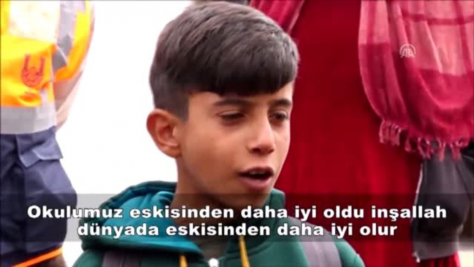 Tel Abyadlı çocuk: "Okulumuz eskisinden daha iyi oldu, inşallah dünya da eskisinden daha iyi olur"...