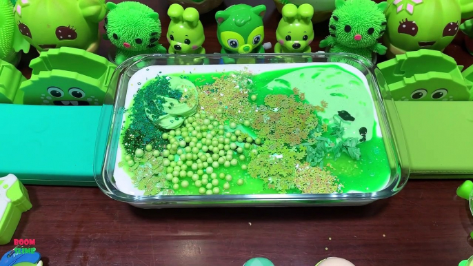 Festival of Green !! Mixing Random Things Into Glossy Slime !! Satisfying Slime Smoothie #831