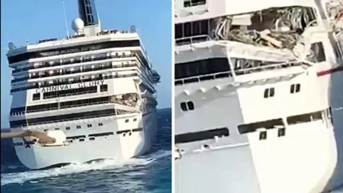 Two cruise ships crash into each other sparking mass panic and tourist evacuation