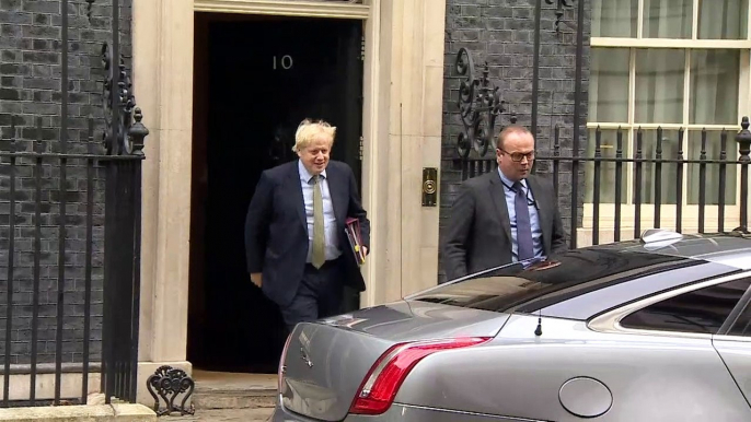 Boris Johnson departs Downing Street for PMQs