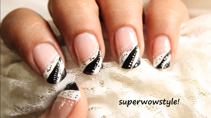 French Tip Abstract Nail Designs - Easy Nail Art (in Black and White)