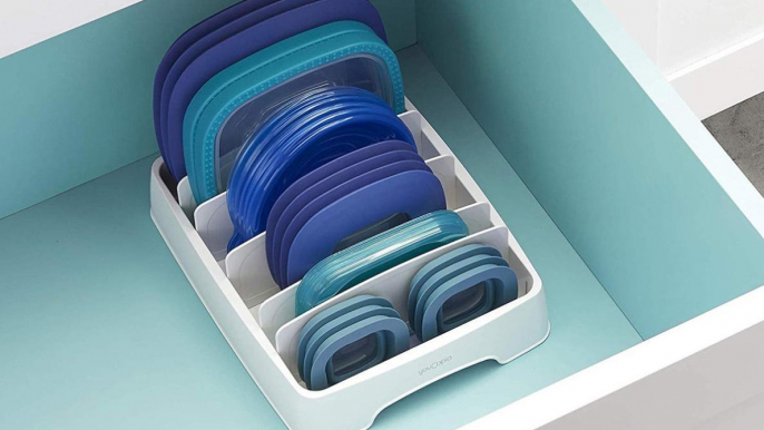 Transform Your Jumble of Food Containers Into Tidy Bliss With This Smart Storage Solution