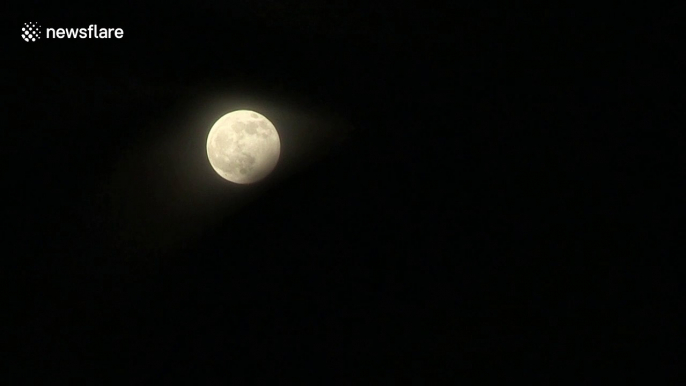 Beautiful time-lapse of first full moon of 2020, known as wolf moon over UK