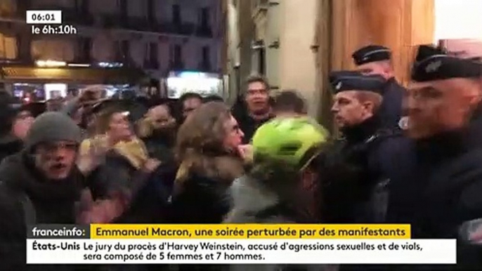 L'image de la nuit: Emmanuel et Brigitte Macron exfiltrés hier soir d'un théâtre Parisien où il se trouvaient, alors des des dizaines de manifestants tentaient de pénétrer dans les lieux