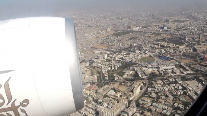 Emirates Airline landing at Karachi Airport