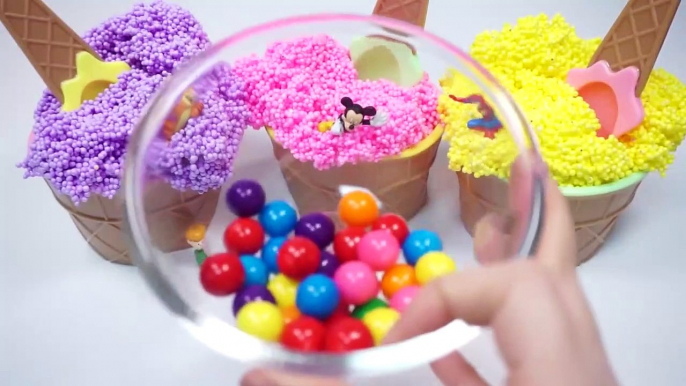 Learn Colors Play Foam Surprise Toys Pretend Ice Cream Cups with Rainbow Bubble Gums