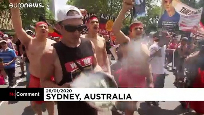 Aborígenes australianos protestan por la celebración del Día de Australia