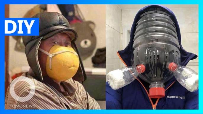 Chinese people making DIY coronavirus helmets, masks