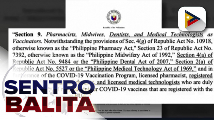 Mga dentista at medical technologists, ipinanukala na gawing COVID-19 vaccinators; panukalang insurance fund para sa vaccinators, pinag-aaralan