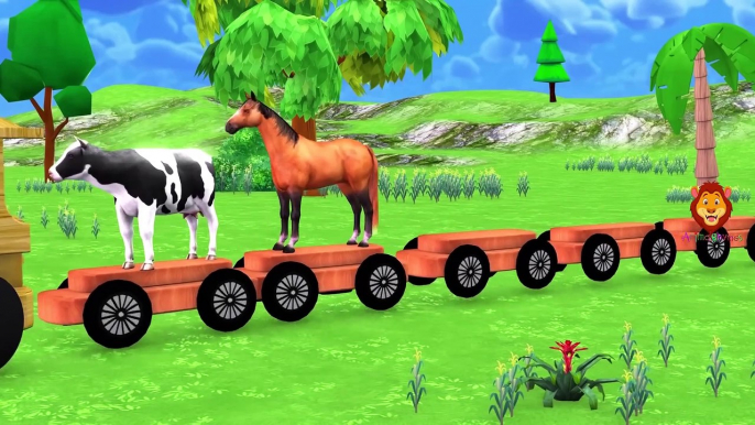 Learn Colors With Animal - Domestic Animals Train For Kids