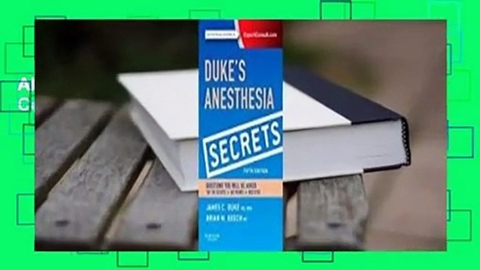 About For Books  Duke's Anesthesia Secrets Complete