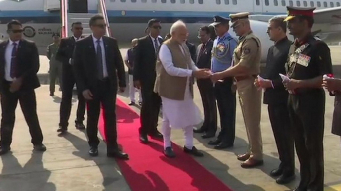 PM Narendra Modi arrives in Ahmedabad to welcome Donald Trump