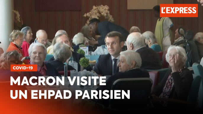Dans un Ehpad parisien, Macron invite à "limiter les visites" aux personnes âgées