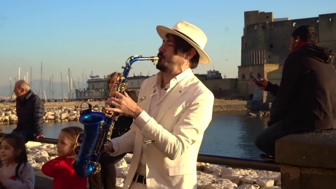 The Best Saxophone Songs - BLUE  (Da Ba Dee) - STREET SAX PERFORMANCE on SAX BLUE