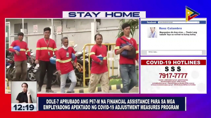 DOLE-7, aprubado ang P67-M financial assistance para sa mga empleyadong apektado ng CoVID-19 adjustment measures program