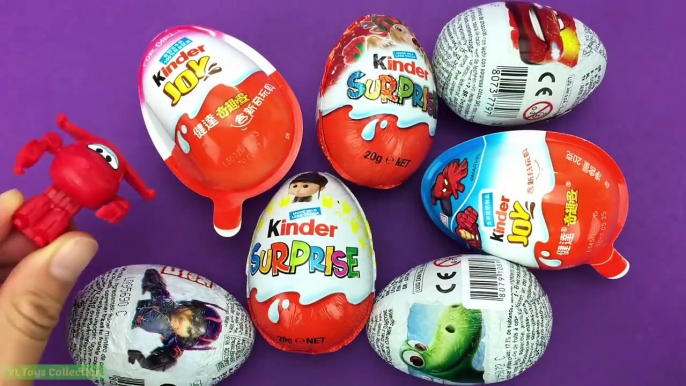 8 Surprise Eggs Kinder Joy BigHero The Good Dinosaur Disney Cars Super Wings Surprise Toys for Kids