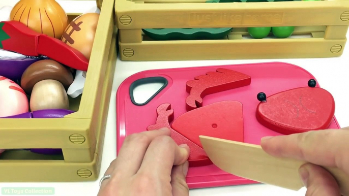 Fun Learning Names of Seafood, Fruit and Vegetables Wooden Cutting Toys Eduaction videos for kids