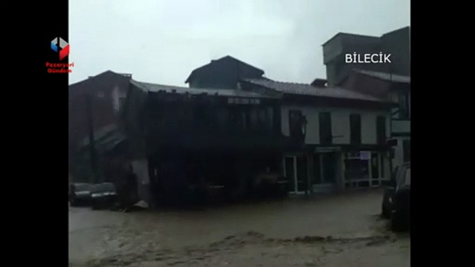 Pazaryeri ilçesinde şiddetli yağışlar zarara neden oldu.