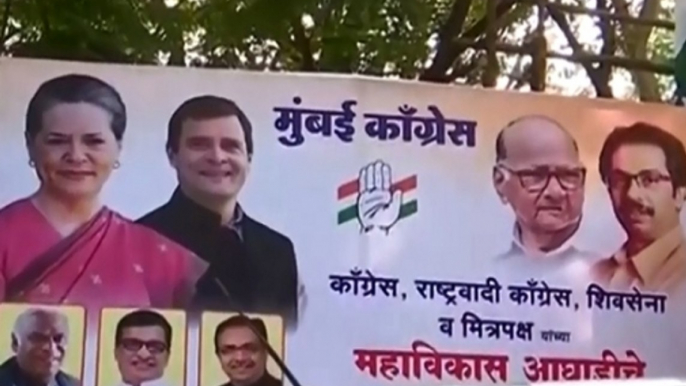 Poster Of Uddhav Thackeray, Sonia Gandhi Put Up Near Shiv Sena Bhawan