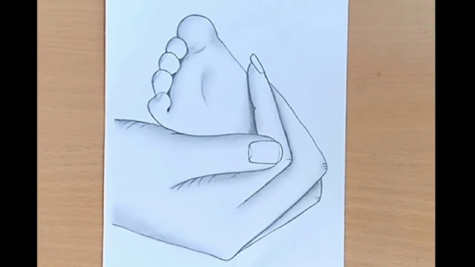 How to draw a baby leg in her mother hands | Mother's day drawing |  Comment dessiner une jambe de bébé dans les mains de sa mère |  Dessin de la fête des mères  | Cómo dibujar una pierna de bebé en las manos de su madre |  Dibujo del día de la madre