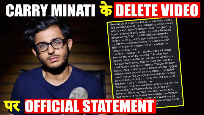 Carry Minati Breaks Silence After Deletion Of Tik Tok Vs You Tube Video Creates A Storm