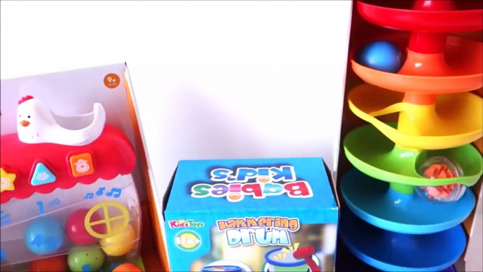 Learn colors shapes learn numbers for babies toddlers preschoolers with hammer drum tower balls