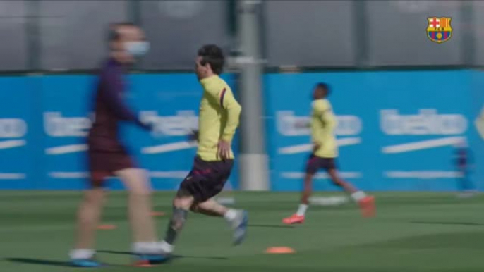 Vuelven los rondos al entrenamiento del Barça para potenciar la parte física