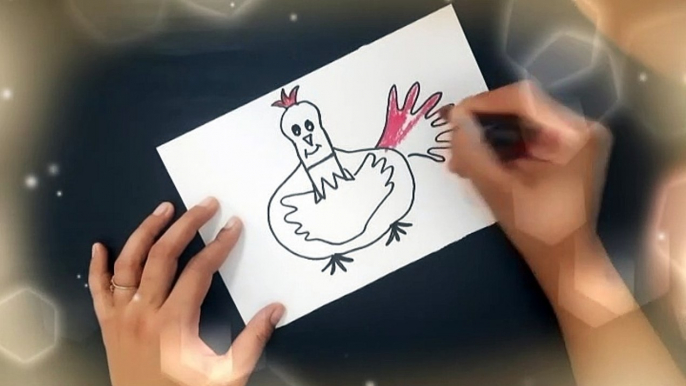 H is for Hen Drawing using Crayons | How to draw a cute Hen with capital letter H | Drawing Tutorial