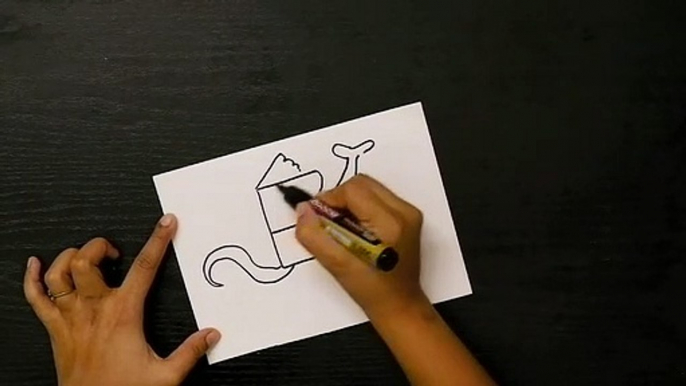 E for Elephant Drawing using Crayons | How to draw a cute Elephant with capital letter E