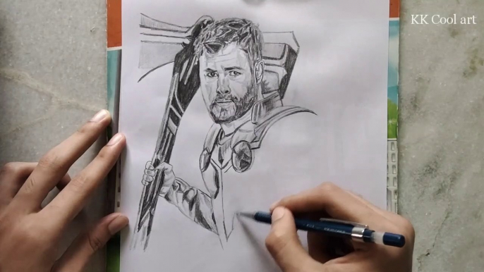 Drawing Thor (Chris Hemsworth) - Timelapse | KK Cool art