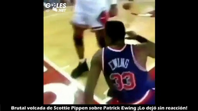 Brutal volcada de Scottie Pippen sobre Patrick Ewing ¡Lo dejó sin reacción!